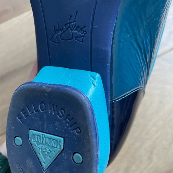 John Fluevog Blue Paisley Lace-Up Shoes "Fellowship Darby" Size 10.5 - Picture 11 of 12